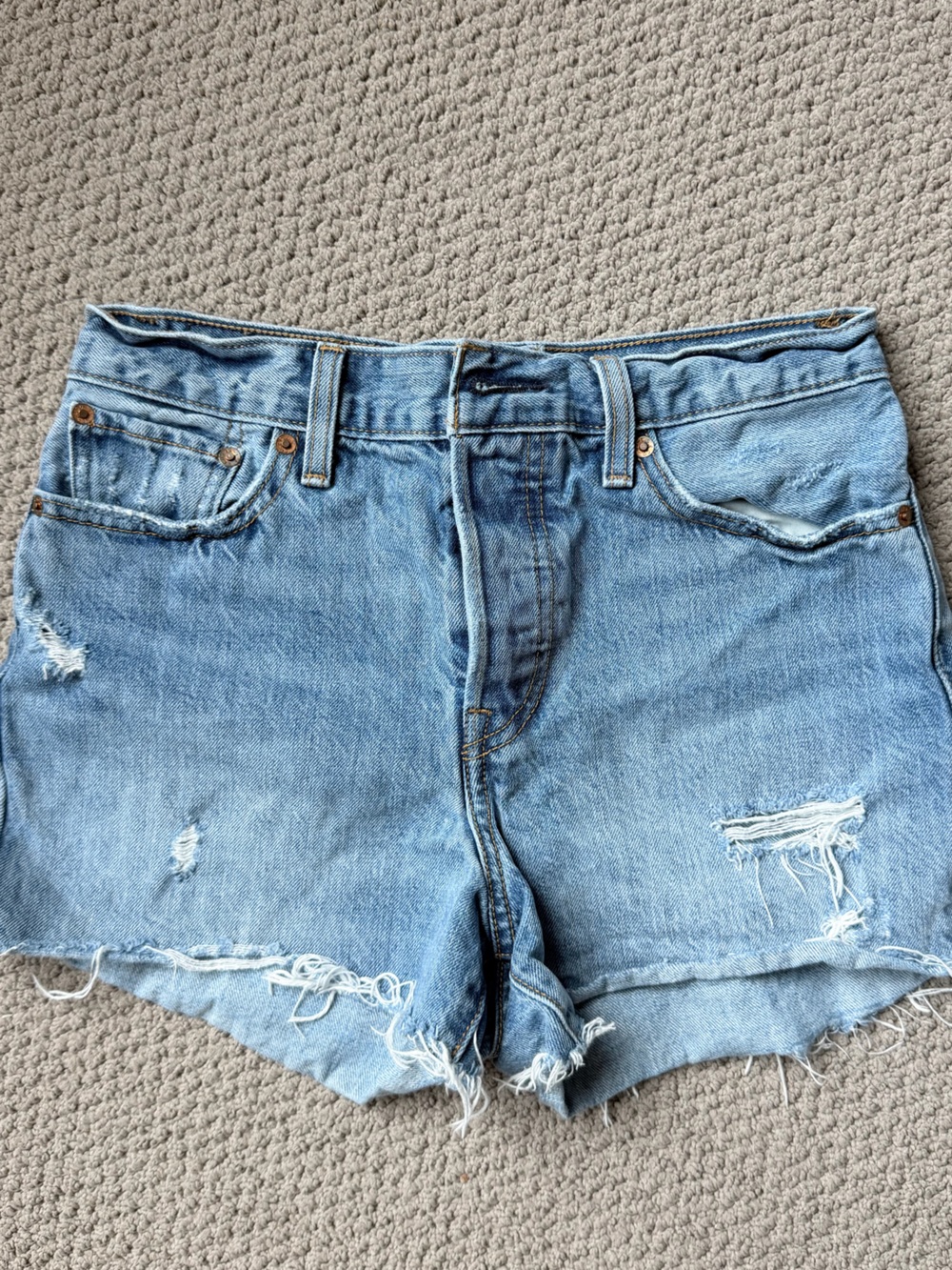 Levi's Light Blue Distressed Denim Shorts